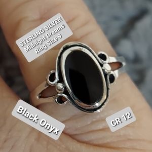 STERLING/BLACK ONYX MIDNIGHT DREAMS RING SIZE 9
